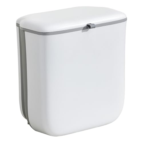 Gissroys Armarios Puerta Montable Plegable Basura 3 2 Galones Contenedor de basura con Tapa de Bloqueo para Coches de Cocina mostrador Fácil Instalación de Pared Basura