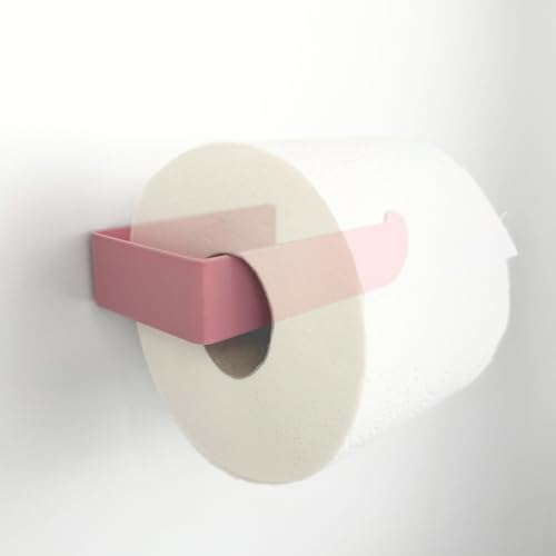 Toilettenpapierhalter zum Kleben oder Bohren in Rosa – Selbstklebender Klopapierhalter aus Metall, WC Rollenhalter, moderner Klorollenhalter ohne Bohren Pastellfarbe - Made in Germany