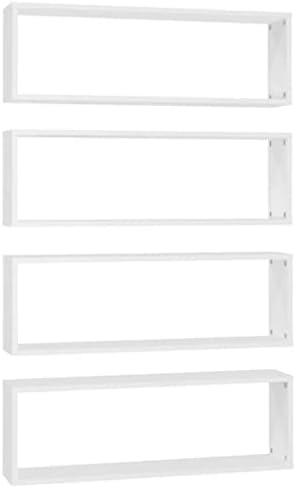 vidaXL 4x Wall Cube Shelf Home Living Room Furniture Shelving Ledges Storage Hanging Floating Shelf Wall Unit Cube Organiser Set Black