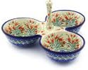 Polmedia Polish Pottery Condiment Dish - Crimson Bells Pattern Handmade in Boleslawiec Poland by Ceramika Artystyczna + Certificate of Authenticity