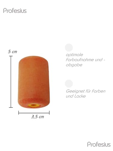 10x 5cm Profesius Flock Lackierwalzen, Lackrollen mit Steckbügel - Flockwalzen für anpruchsvolle Lackierungen mit wässrigen und leicht lösemittelhaltigen Lacken