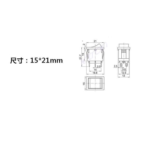 Interruptor KCD1 de 3 velocidades con 6 pines selectores de paso y carga de 6A a 250V 3