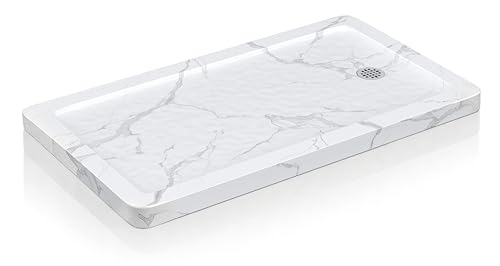 Image of KPUY 60'' L X 30'' W Shower Base with Reversible Install, Carrara White