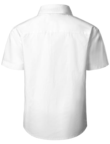 JOGAL Boys Short Sleeve Dress Shirts Kids Pleated Tuxedo Shirt with Bow Tie for 6-14 Years Old2