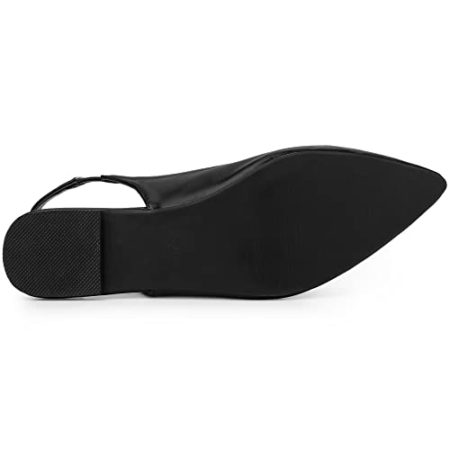 Allegra K Women's Pointed Toe Pumps Flat Black Slingback Pumps 7.5 M Us #TOP4