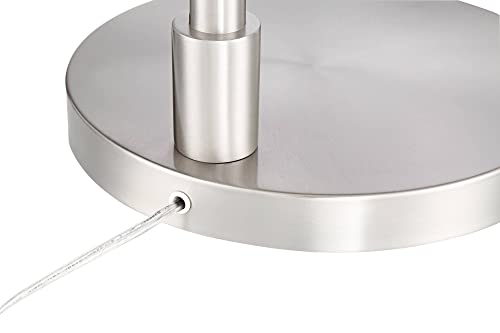 Possini Euro Design Vogue Modern Floor Lamp With Table Tempered Glass 60" Tall Brushed Nickel White Linen Silver Organza Double Drum Shade Usb Charging Port For Living Room Reading House Bedroom #TOP7