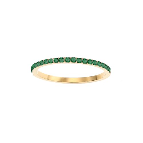 GlameVibe Birthstone Rings For Women, Silver Stackable Cubic Zirconia Stainless Steel Birth Stone Ring To My Daughter/Mom Birthday Unique Gifts Jewelry (05-Gold-May, 7)