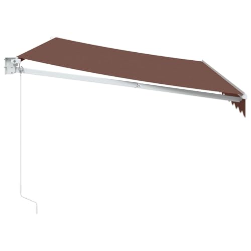Auvent rétractable manuel marron 350x250cm avec manivelle réglable - 5