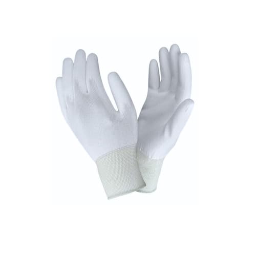 Image of Multipurpose Nylon Anti Cut PU Nitrile Coating Work Safety Gloves, Hand & Fingers, Gardening, Mechanical, Construction, Agriculture & Automotive - Durable & Comfortable (WHITENYLON-5PAIR)