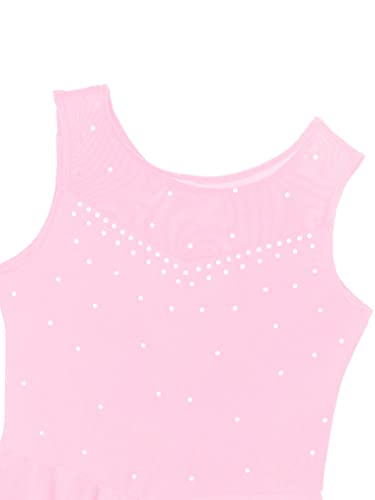 Yeahdor Girls Spakle Rhinestones Figure Ice Skating Dress Gymnastic Tank Leotard Ballet Dance Tutu Dress Pink 8 Years #TOP4