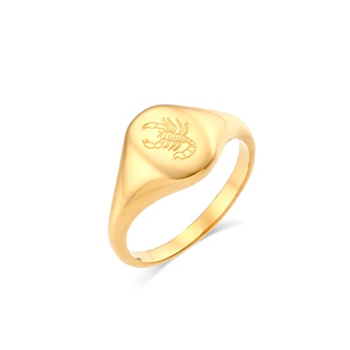 Image of 12 Zodiac Pattern Carved Ring Unisex | Stainless Steel, Constellation Hip Hop, Horoscope Astrology Jewelry, Birthday Gift