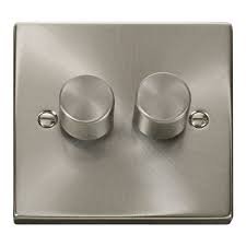 Image of Click Deco VPSC152 Satin Chrome 2 Gang 400W Dimmer