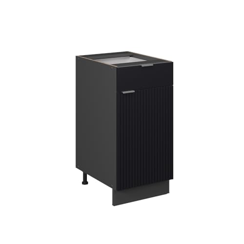 Vicco Meuble Cuisine Fame-Line, Noir rayé, 40cm sans PT, à Combiner avec d'autres modules de la série Fame-Line