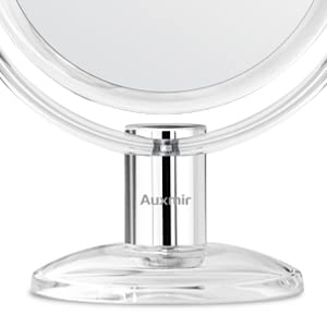 Auxmir Cosmeticaspiegel make-up spiegel met 1x/ 10x vergroting, dubbelzijdig & 360° draaibare tafelspiegel voor make-up scheren gezichtsverzorging in de woonkamer sieradenwinkelhuis, transparant - Image 7