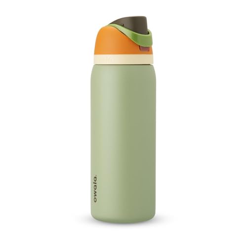 Owala FreeSip botella agua acero inoxidable con pajita, 945 ml - Botella térmica a prueba de fugas para el deporte y los viajes, sin BPA, Camo Cool
