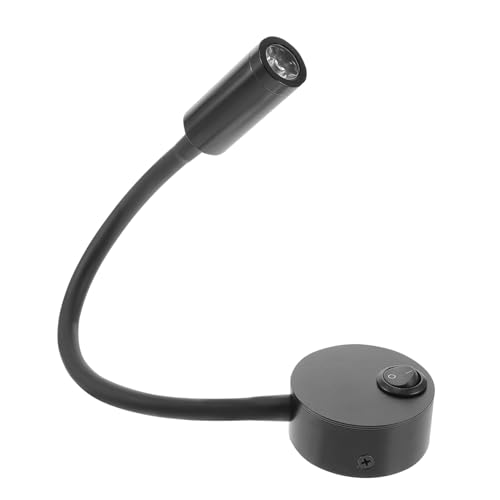 Foco de lectura LED para pared de aluminio negro 3W con cuello flexible