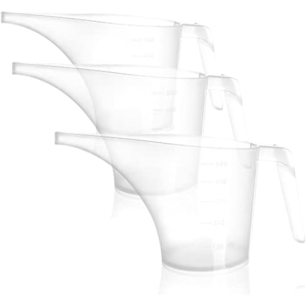 COM-FOUR® 3x Dzbanek z lejkiem, konewka z lejkiem, przezroczysty dzbanek z lejkiem, konewka dozujaca do mydla, do oleju, do podlewania kwiatów