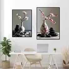Affiche florale de cerisiers et magnolias évoquant la sérénité