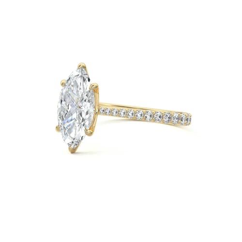 10K 14K 18K Gold 1-3 Carat Marquise Cut Moissanite Engagement Rings for Women D Color Moissanite Marquise Promise Wedding Ring for Her Size 3-152