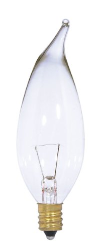 Satco S3867 12V Turn Tip Candelabra Base 15-Watt CA10 Light Bulb, Clear