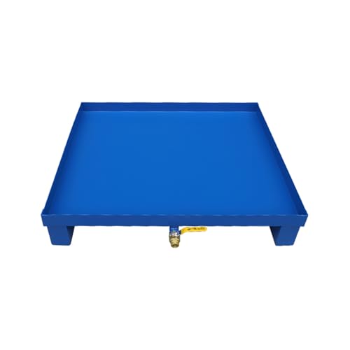 GYEQXKT Industrial Spill Containment Pallet with Drain | Portable Oil Drum Tray for Construction | 49.3"x25.6"x5.9" | Heavy-Duty Blue Platform for Oil & Chemical Storage