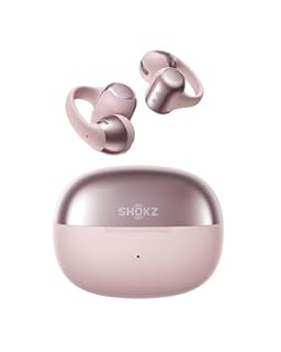 SHOKZ OpenDots ONE Open Ear Headphones, Premium Dolby Audio 6.5g Clip On Earbuds 40 hrs Playtime, Bluetooth 5.4, Wireless Earphones with Mic, Fast Charging, IP54, with Cleaning Cloth, Commuting- Pink