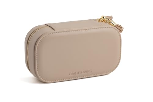 Crafted Living Beige Elegant Oval Jewelry Travel Case thumb #6