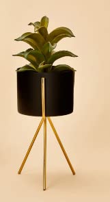Image of Planter stand indoor rustproof durable stylish modern shelf living room sturdy stable decor decoration Pot Stand mid century - Small (Single small black)