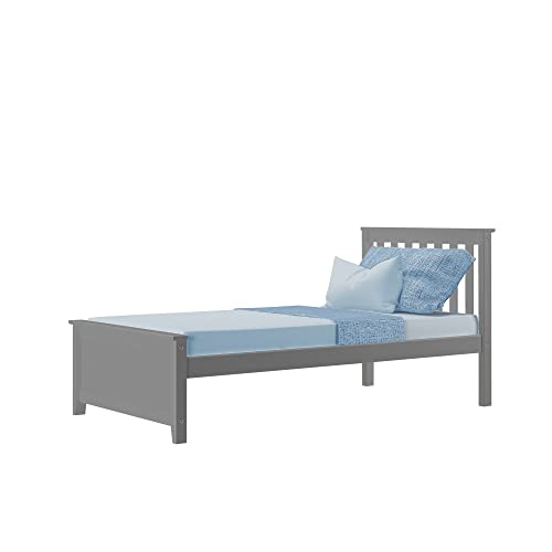 Max & Lily Twin Bed, Wood Bed Frame With Headboard For Kids, Slatted, Grey #TOP4