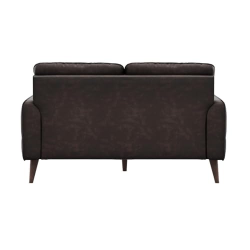 Image of Wakefit 2 Seater Sofa | 5 Year Warranty | Brown Leatherette, Neem Wood, Modern Style, Living Room, 150cm x 90cm x 91cm