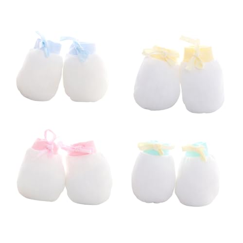 COLLBATH 4 Pares Guantes Para Arañazos Faciales Mitones De Algodón Para Bebés Guantes De Bebé Sin Rasguños Manoplas Para La Dentición Del Bebé Guantes Para Rasguños De Bebés Paño