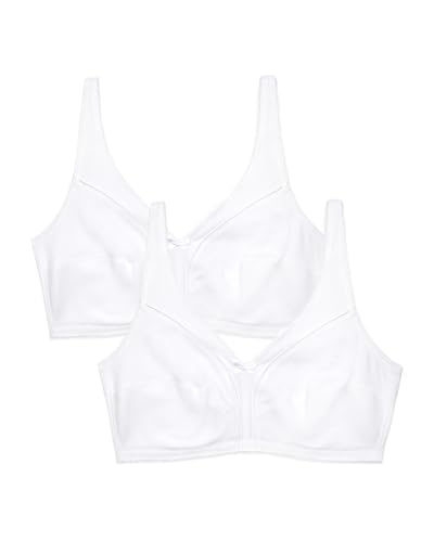 Fruit of The Loom Women's 2-Pack Cotton Soft Cup Bra – Wire-Free with Seamed Design for Extra Support