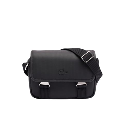 Lacoste Bolsa mensageiro clássica masculina, preta, tamanho único, Preto, Bolsa carteiro clássica