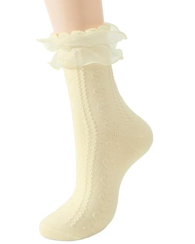 Image of Komorebi Ruffle Socks Woman-Lace Frilly Socks Women-Soft Cotton Cute Sock for Women Girls