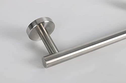 Tocten Bath Towel Bar - Thicken Sus304 Stainless Steel Towel Rack For Bathroom With 4 S Hooks, Bathroom Accessories Towel Rod Heavy Duty Wall Mounted Towel Holder (16In, Brushed Nickel) #TOP4