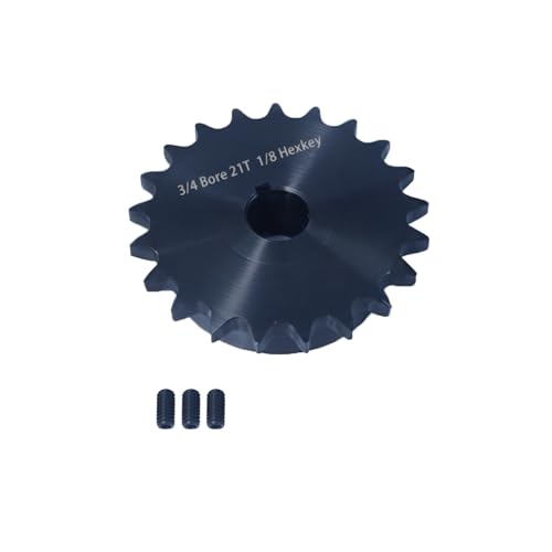 Image of #40 Roller Chain Sprocket,Type B,with 3 /4 inch Bore Diameter and 21 Tooth,Made of AISI 1045 Medium Carbon Steel、Rust-Resistant、Hardened Teeth、Precision CNC Machined