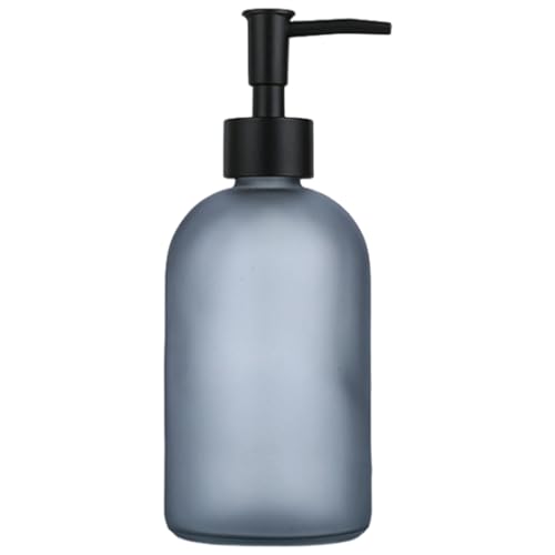 TANGDAOYA(タン・ダオ) 410ml ガラスソープディスペンサー、ステンレススチールプレスソープローションボトル付き、キッチンとバスルーム用エレガント。フロストグレー
