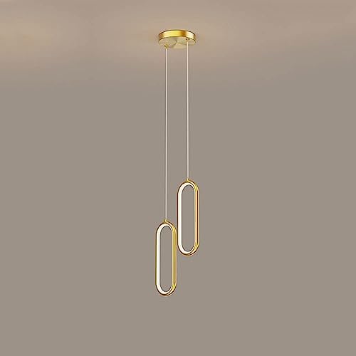 Plafonnier géométrique cuivre et anneaux LED au design minimaliste prestigieux