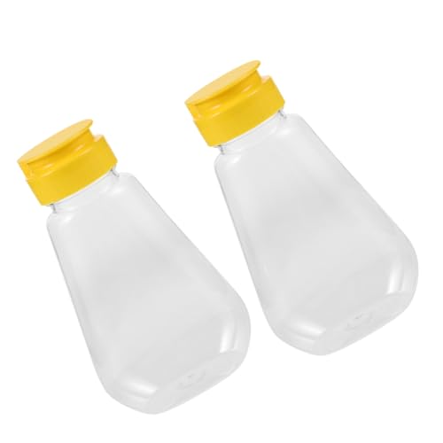 NULYLU 2Pcs Honey Squeeze Bottles with Caps Refillable Condiment Containers for Honey Syrup Ketchup Mustard Salad Dressing Lightweight and Portable for Outdoor Use