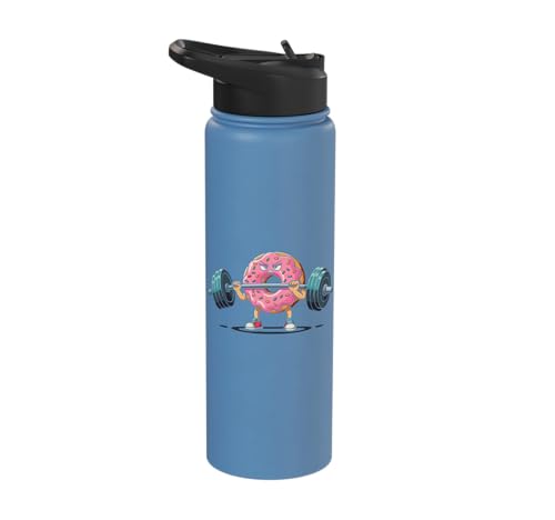 Angry Donut Lifting Heavy Weights Stainless Steel Insulated Water Bottle