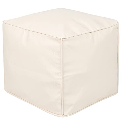 Rotot Square Pouf Ottoman Cover, Cube Bean Bag Chair, Decorative Footrest, Casual Footstool, Storage Solution for Bedroom Living Room (Cream) Rotot Square Pouf Ottoman Cover, Cube Bean Bag Chair, Decorative Footrest, Casual Footstool, Storage Solution for Bedroom Living Room (Cream)