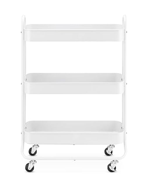 Whitmor 3-Tier Slim Cart - Kitchen, Pantry, Bathroom Rolling Storage Cart - White-lYNTF0WR