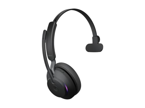 Jabra Evolve2 65 bezprzewodowy zestaw słuchawkowy - słuchawki mono z redukcją szumów, certyfikatem MS Teams i długotrwałą baterią - adapter Bluetooth USB-C - czarny - USB-C Microsoft Teams - Mono