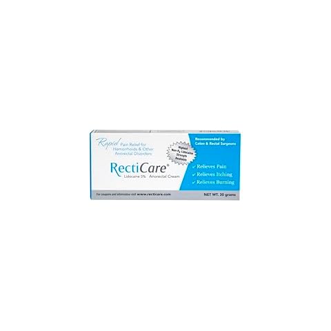RectiCare Anorectal Lidocaine 5% Cream: Topical Numbing Cream for Treatment of Hemorrhoids & Other Anorectal Disorders - 30g Tube Cover