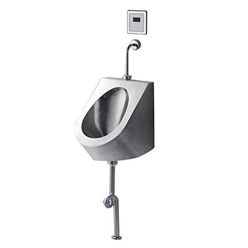 OTQEFTN 304 Stainless Steel Urinal, Wall-Mounted Men's Urinal, Standing Small Sensor Urinal, Intelligent and Efficient Non-Contact Flushing Valve