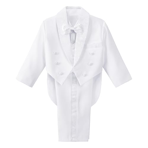 Image of Dressy Daisy Boys Classic 5-Piece Jacquard Tuxedo Suit, Black White Blue