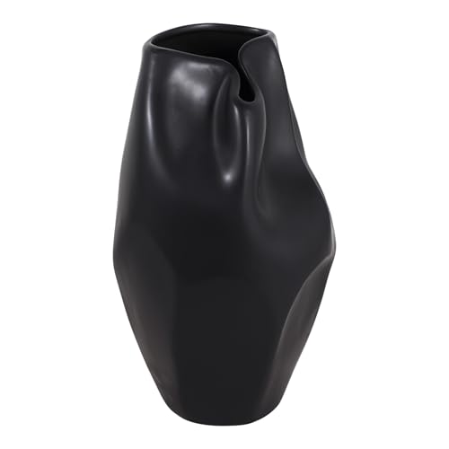 Vase for Living Room Decor – Ceramic Flower Vase for Home Styling – Sculptural Room Accent for Bedroom, House, and Office – Black Modern Table Vase for Shelf or Entryway Statement – 14", Black by Sagebrook Home - Image 5