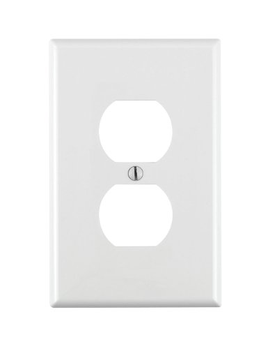 Image of Leviton 1-Gang, 1-Duplex, Midway Nylon Wallplate, Midway Size, 1 Pack, PJ8-W, White
