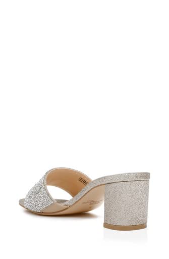 Jewel Badgley Mischka Della Glitter Block Heel Mules4