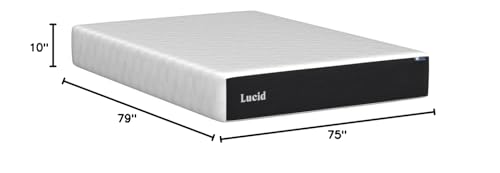 LUCID 10 Inch Memory Foam Mattress - Plush Feel - Infused with Bamboo Charcoal and Gel - Bed in a Box - Temperature Regulating - Pressure Relief - Breathable - King SizeKing Size